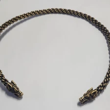 Wolf Head Torque Torc Necklace