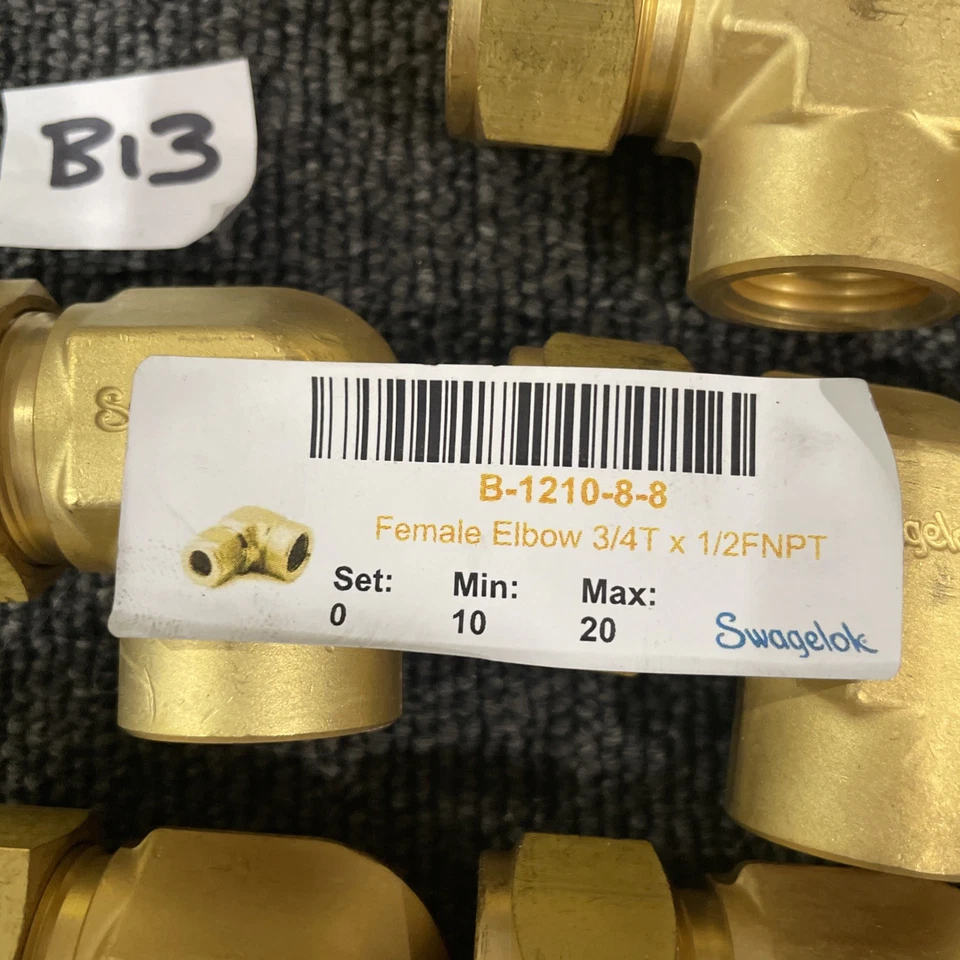 (11) Swagelok B-1210-8-8 3/4 Tube x 1/2 FNPT Brass Female Elbow Fitting - Image 4 of 4