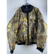 WFS Camo Gear Sz L Quilted LS Pockets Inside & Out Full Zip Burly Camo Tan Coat