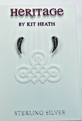 Kit Heath Ruthenium over Sterling Silver Signed Mini CZ Pave Earrings NWT Gift B
