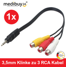 3,5mm Klinkenstecker zu 3RCA Cinch Buchse AV Kabel Adapter Video Audio für TV DV