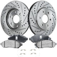 Brake Disc and Pad Kit For 2005-2019 Nissan Frontier Front LH RH Cross-drilled