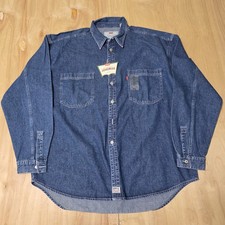 Vintage 90s Levis Sz XL Blue Denim Shirt Metal Buttons Red Tab Y2K