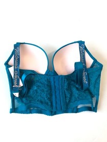 Victoria's Secret Shine Strap Logo Push-Up Corset Bra Evening Tide Aqua Blue NWT