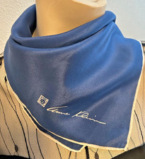 Anne Klein - Vintage 21 x 21 In. Royal Blue, White Solid Color Silk Scarf -VS-88