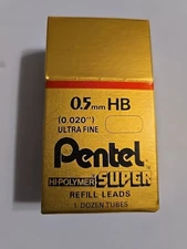 1 Dozen Tubes Pentel Ultra Fine Refill Lead C505-HB 0.5mm HB Super Hi-Polymer