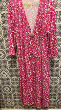 David Nieper Ladies Pink Floral Size 12 Dress. Full Length Sleeves Vintage Dress