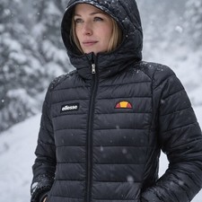 Ellesse Black Lompard Padded Full Zip Jacket Pockets Logo Women's Size - US 10 L