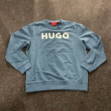 HUGO Logo Print Sweatshirt Men's Size L Blue