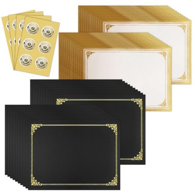 75pcs Certificate Kit, Includes 25pcs Black Certificate Holders  25pcs Letter...