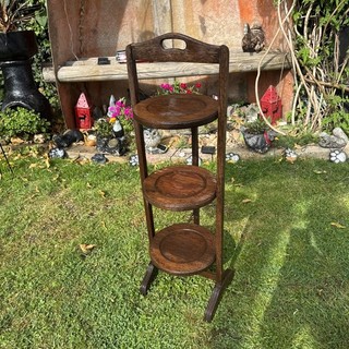 Vintage Wooden Folding Three Tier Cake Stand / Display Stand