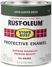 Rust-Oleum 7732502 Stops Rust Brush 32 Fl Oz (Pack of 1), Satin Hunter Green 