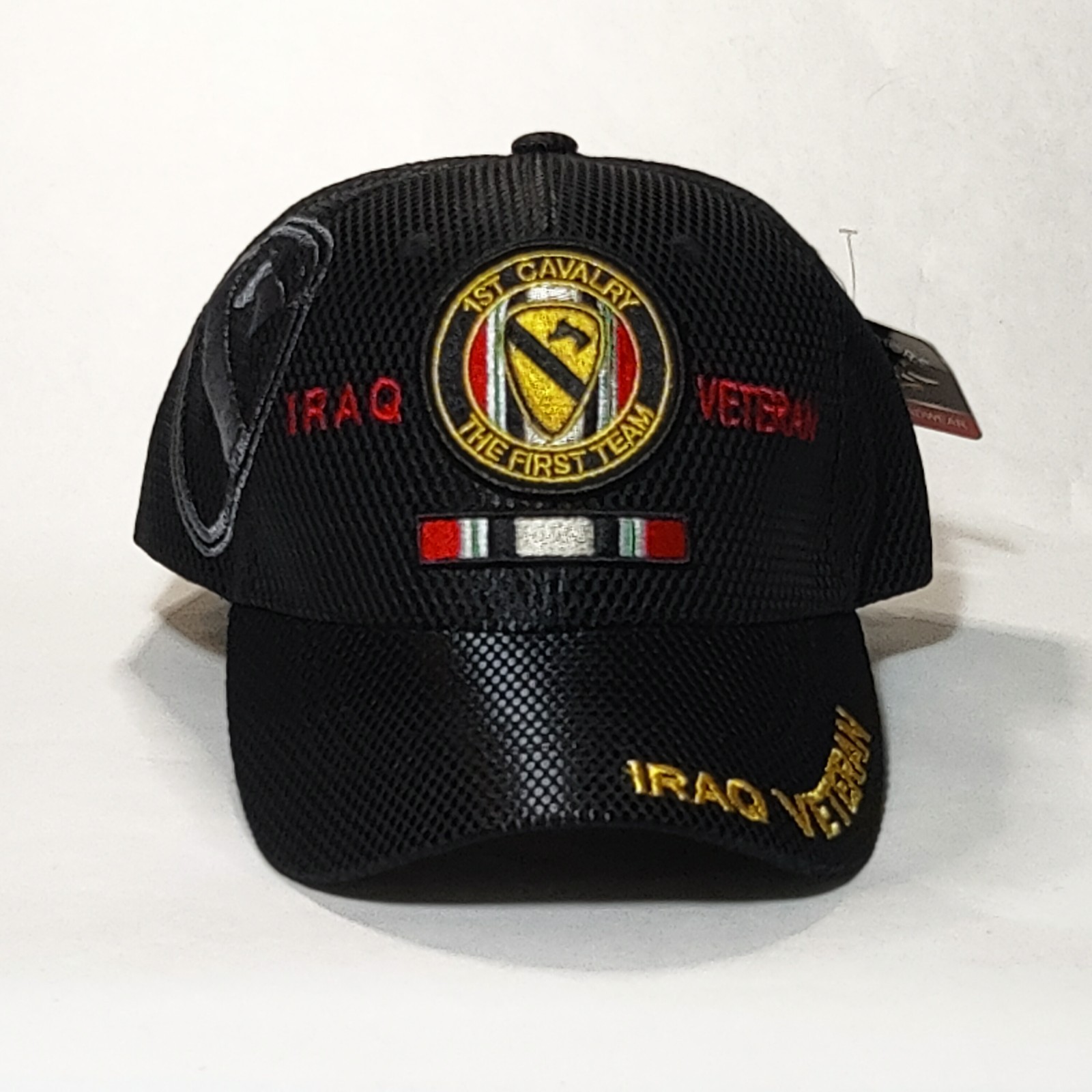 1st Calvary Division Iraq Veteran Mesh Embroidered Black Polyester Baseball Cap