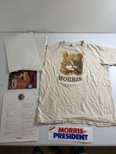 RARE Lot 1988 Morris the Cat for President 9Lives Campaign Advertising + Shirt S