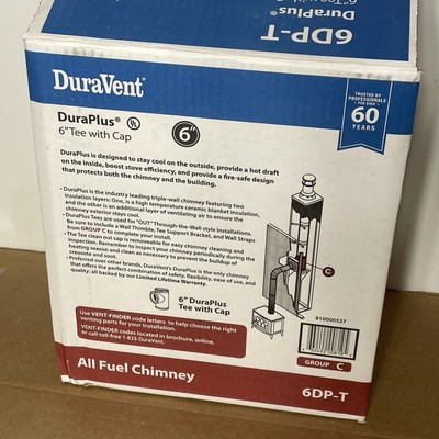 Duravent Duraplus All-Fuel Chimney 6In. Diameter Tee with Cap 6DP-T New
