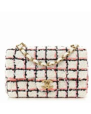 Chanel 24P Tweed Sequin Mini Rectangular Flap Bag Pink White GHW NIB
