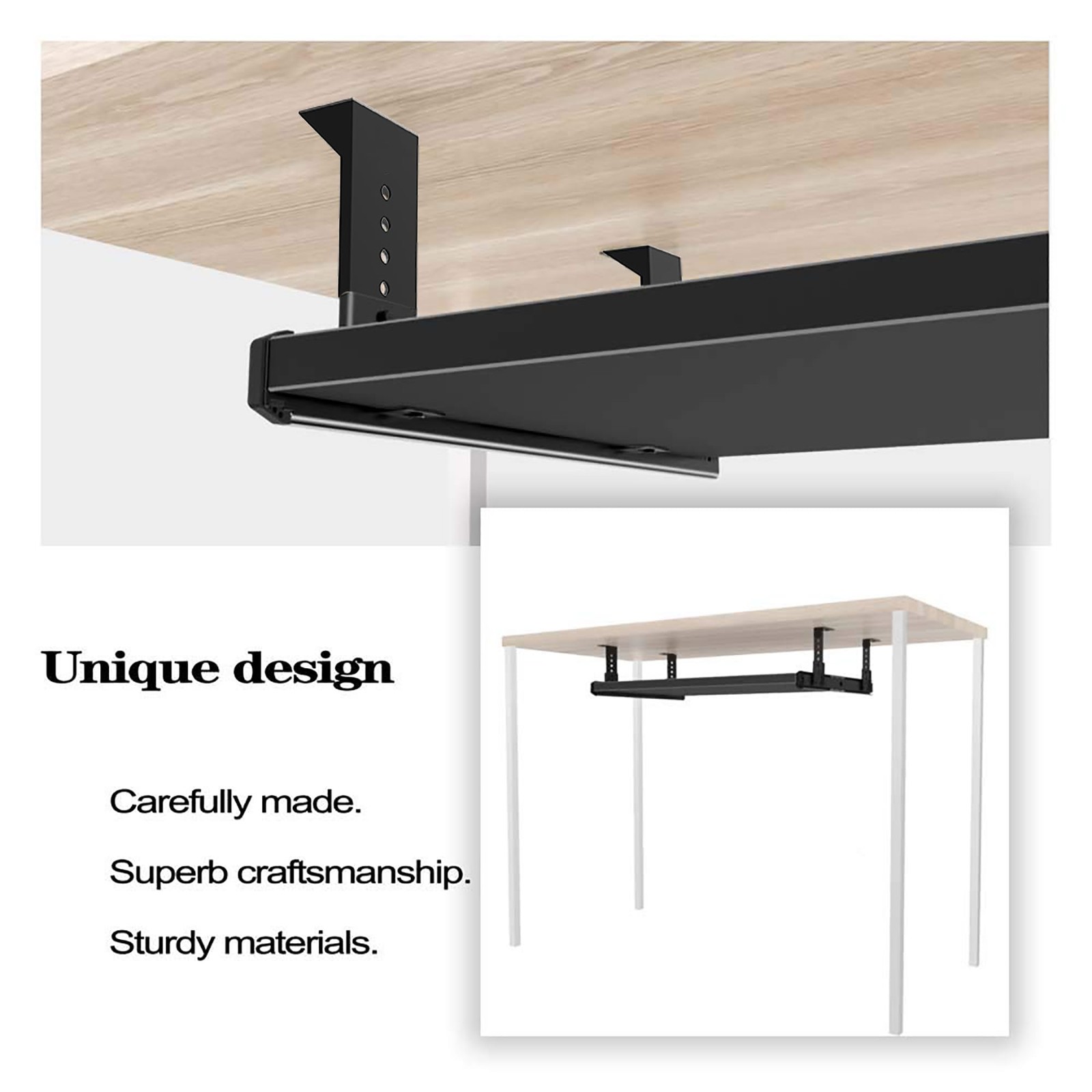 Sliding Keyboard Drawer Tray Hardware 12/14/16/18 inches Slides Heavy Duty Me...