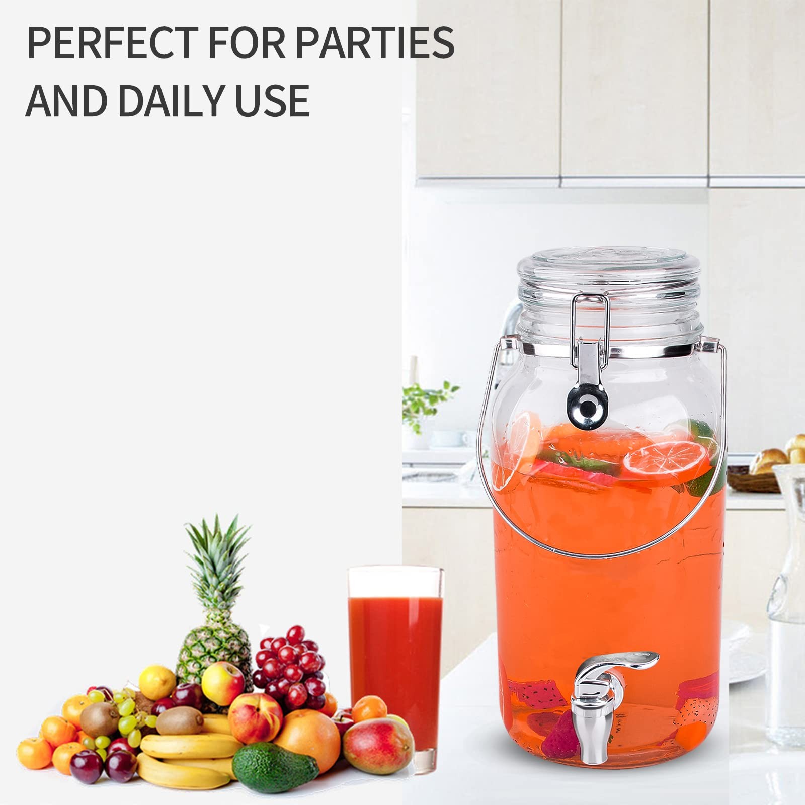 Eleganttime 1 Gallon Glass Drink Dispenser Set for Parties, Beverage & Juiceà...