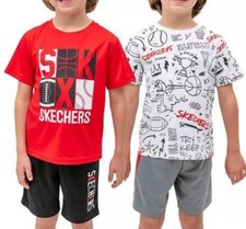 2 Skecher's Boy's 4-Pack Cotton Tees  Active Shorts Playwear Sets-NWT- 5T