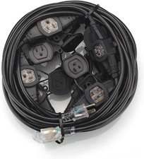 50FT 14 Gauge 3 Prong Extension Cord,11 Socket Evenly-Spaced,Nema5-15P/Nema5-15R