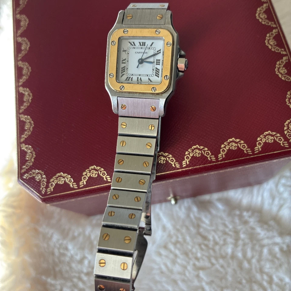 Cartier Santos Galbee Mujer Dos Tonos Logo Hebilla Acero Oro 18k Foto 4 de 4