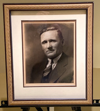 Walter Johnson 8x10 B&W Vintage Portrait Framed Inscribed SIGNED NICE PATINA