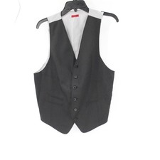 John Varvatos Vest Mens small viscose Blend Striped Gilet Waistcoat gray formal