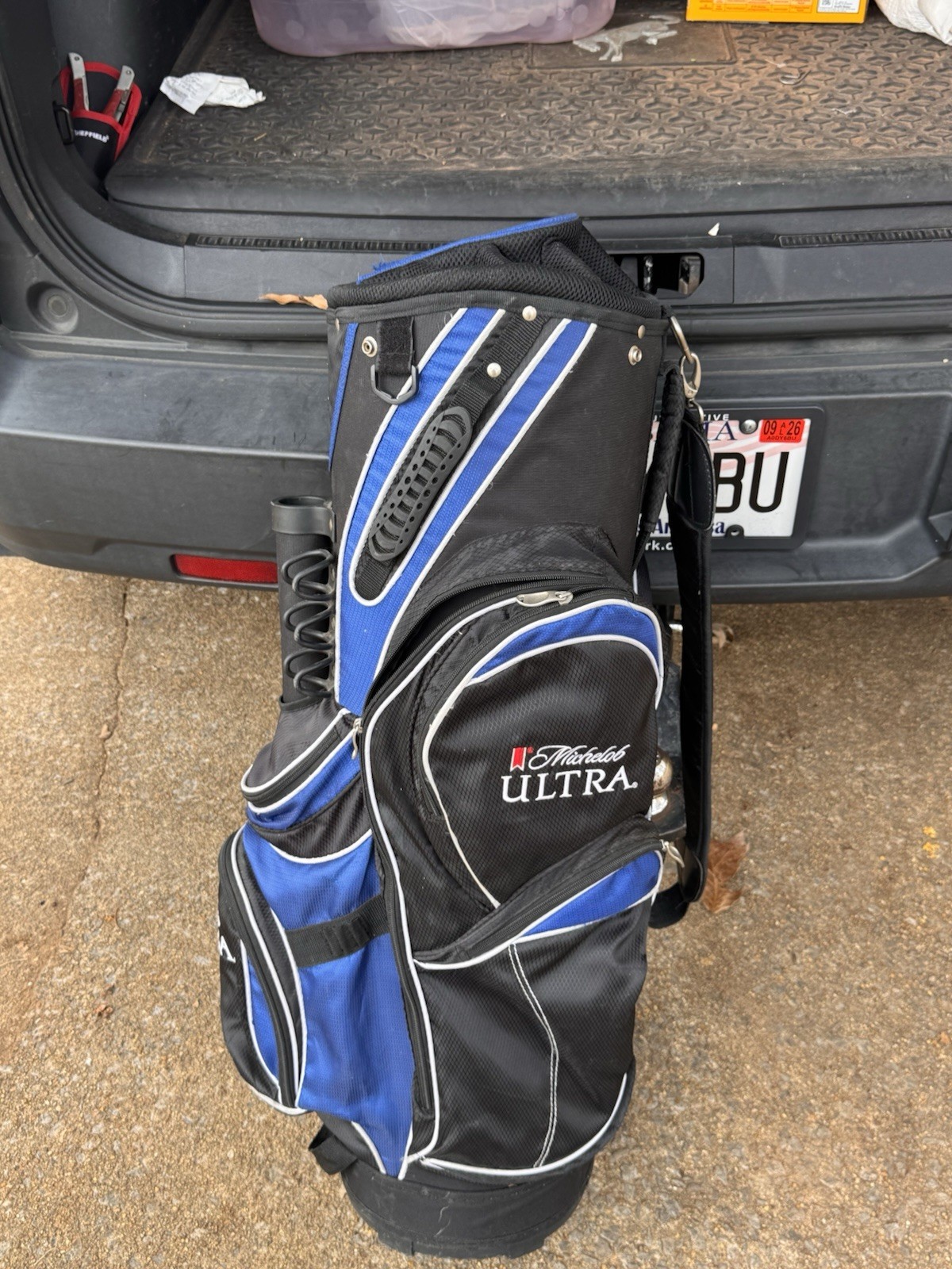 ✨Michelob Ultra Beer 14 Way Golf Bag Carry Cart Bag Black Blue Pro