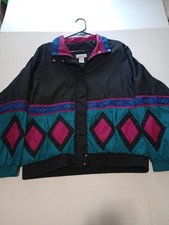 Vintage Windbreaker Womens Large Aztec Retro Colorblock Lavon Cheerful Corp