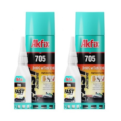 2X Extra Starker Profi Alleskleber mit Spray Aktivator Sekundenkleber Akfix 705