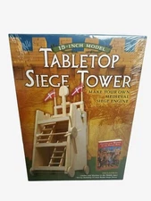 Tabletop Siege Tower 15" Wooden Model Castle w/Castles & Warfare Book New Sealed