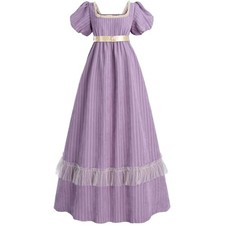 CR ROLECOS Regency Empire Waist Victorian Tea Party Long Dress Purple XX-Large