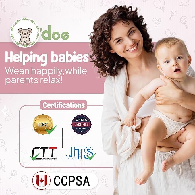 O'doe 11-Piece BPA-Free Silicone Baby Feeding Set. (Rose, V1)