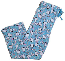 Peanuts Snoopy Christmas Teal Floral Comfy Pajama Sleepwear Lounge Pants