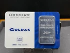 Goldas Chip Silver 1 Ounce .999 Fine Silver Bullion Bar in Certificate Card RARE