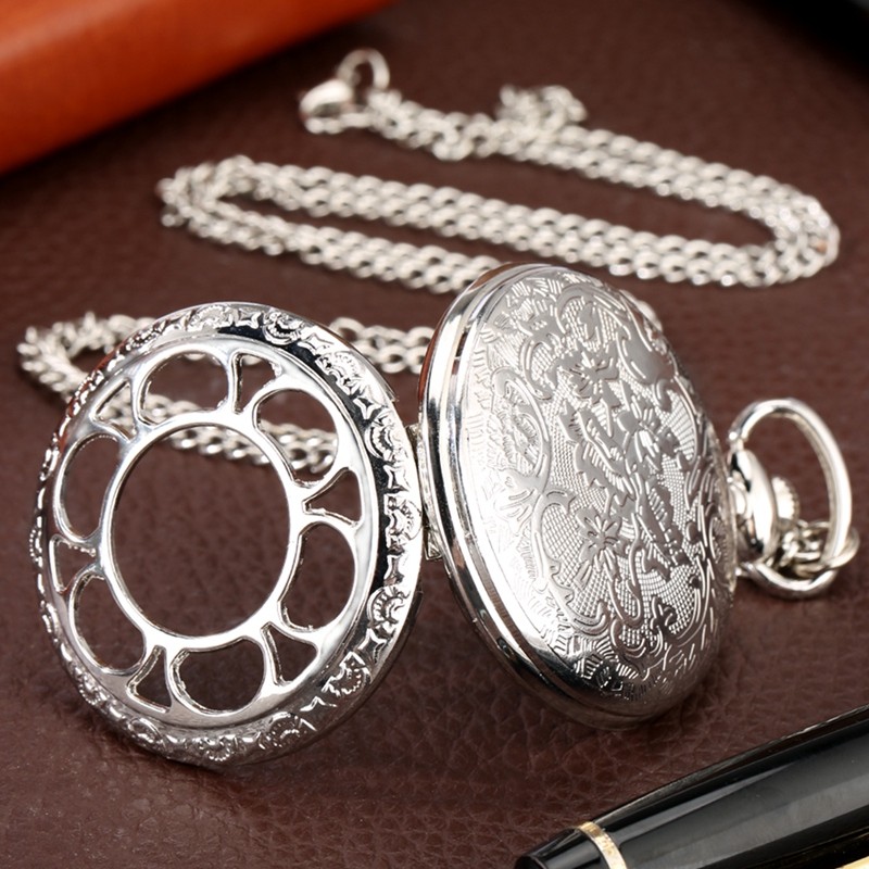 Orologio da Taschino Argento/Bronzo/Nero Orologio da Taschino a Catena con Ciondolo Antico al Quarzo con Numeri Arabi Romani per Uomini e Donne con Catena da Taschino per Collana
