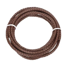 Braided Leather Cord, 5mmx2m Round Faux Leather Bolo String, Medium Brown