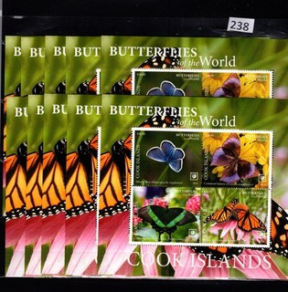 RR 10 S/S COOK ISLANDS 2020 MNH BUTTERFLIES INSECTS FLOWERS FLORA