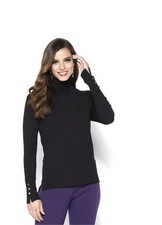 NWOT IMAN Global Chic Touch of Gold Signature Soft Knit Turtleneck In Black XL