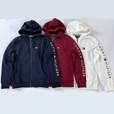NWT Tommy Hilfiger Men's Fleece Big Embroidered Logo Full Zip Hoodie All Sizes