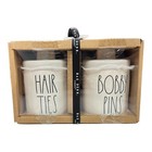 Rae Dunn Set of 2 'HAIR TIES" & "BOBBY PINS" X-Small Rainbow Knob Canister