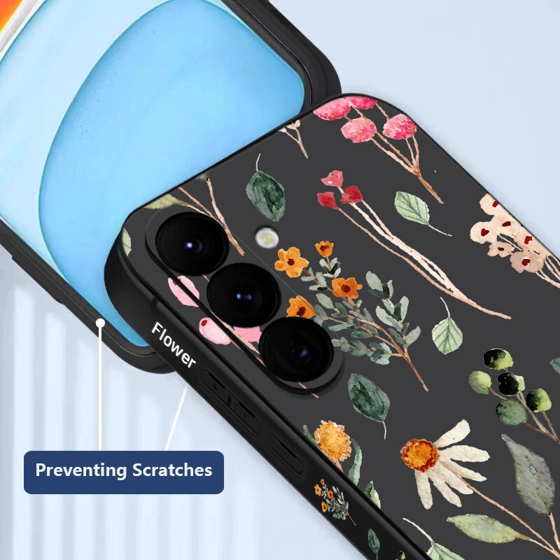 Phone Case For Samsung S25 S24 FE S23 Ultra A55 A15 Flower ShockProof Slim Cover