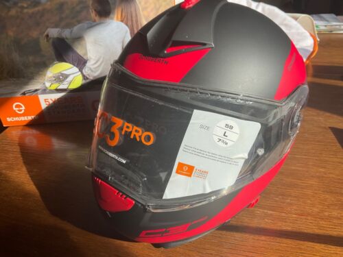 Neuwertiger Motorradklapphelm Schuberth C3 PRO rot/schwarz Größe L - Bild 4 von 6