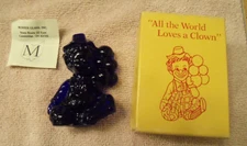 Mosser Art Glass 1981 Balloon Clown "Lyle" Colbalt Blue w/ Box