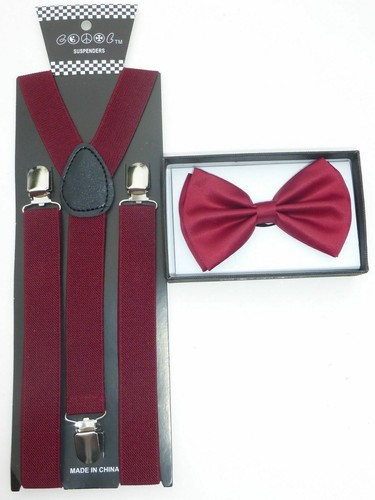 New SUSPENDER and BOW TIE Matching SET Tuxedo Wedding Suit US SELLER - Picture 15 of 33