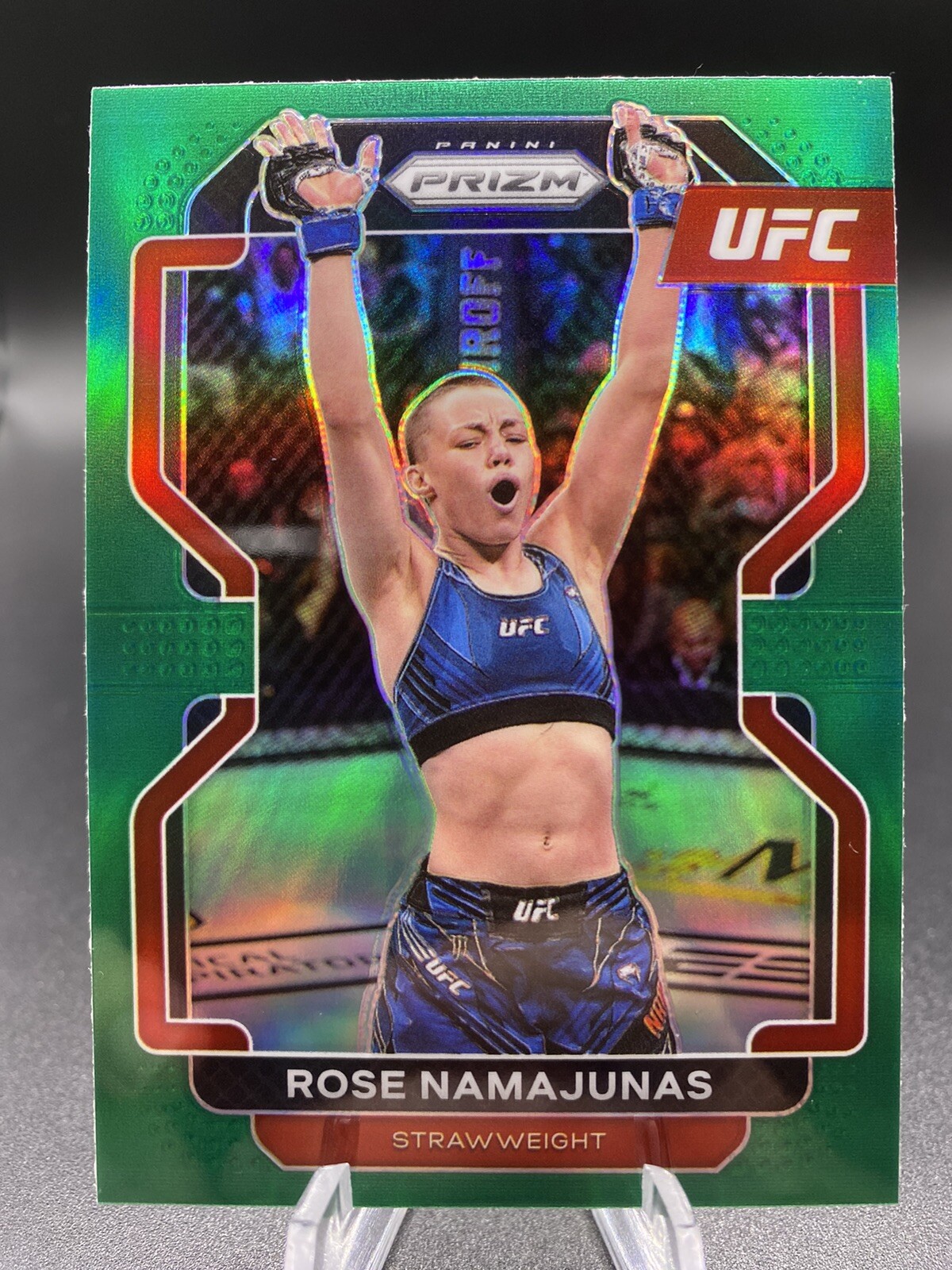ROSE NAMAJUNAS Panini 2022 Prizm UFC Green Holo MMA #142