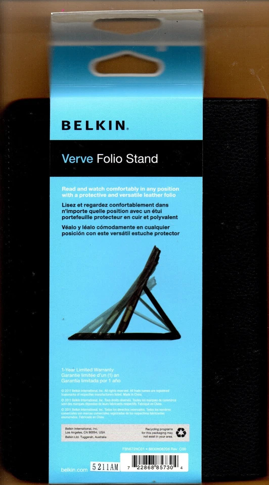 New BELKIN Verve Black Leather Folio Stand Case Cover for Kindle Fire - Image 2 of 2