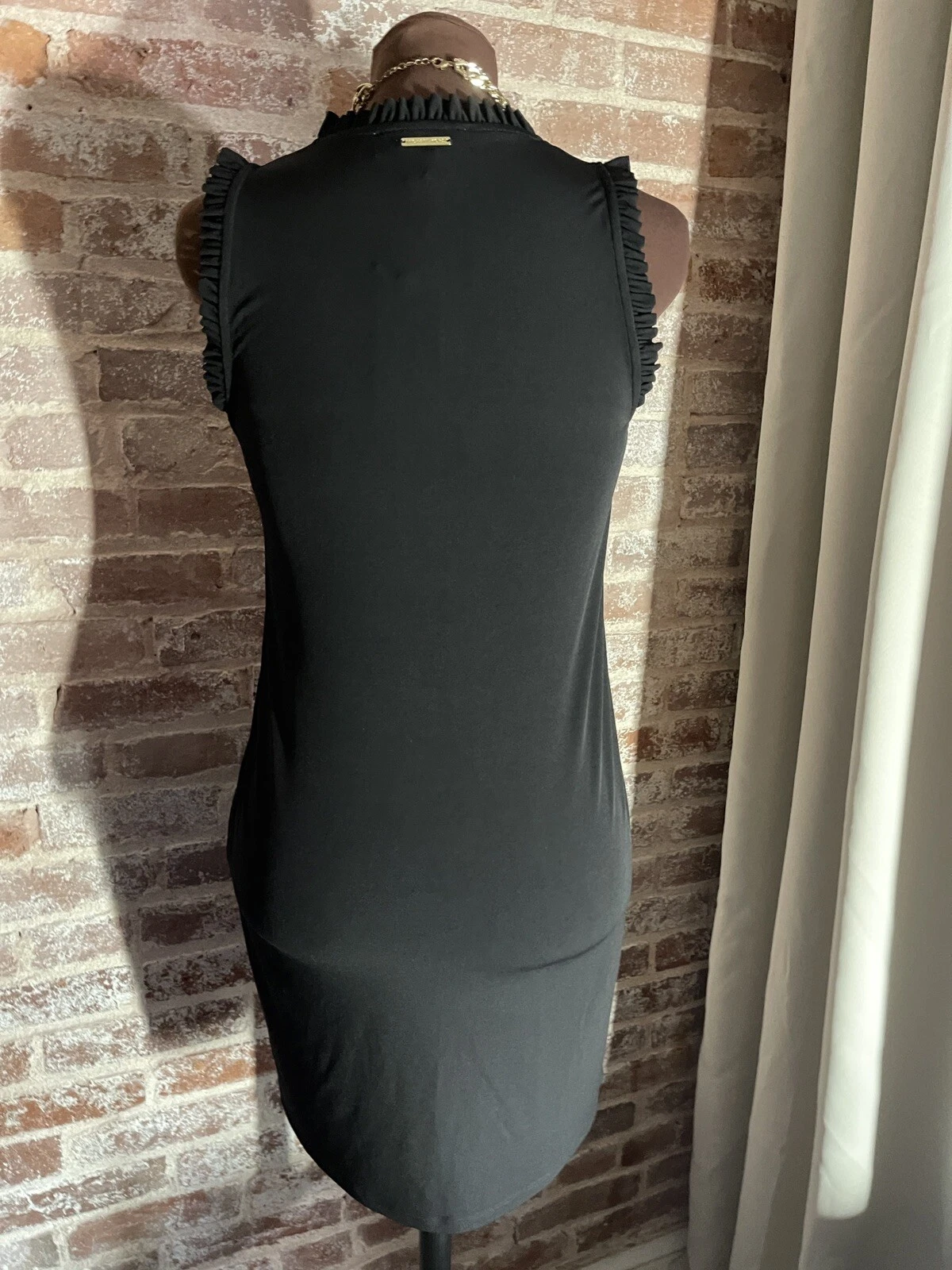 Nuovo! Abito slip Michael Kors nero senza maniche semplice lavorato a maglia stretch taglia XS