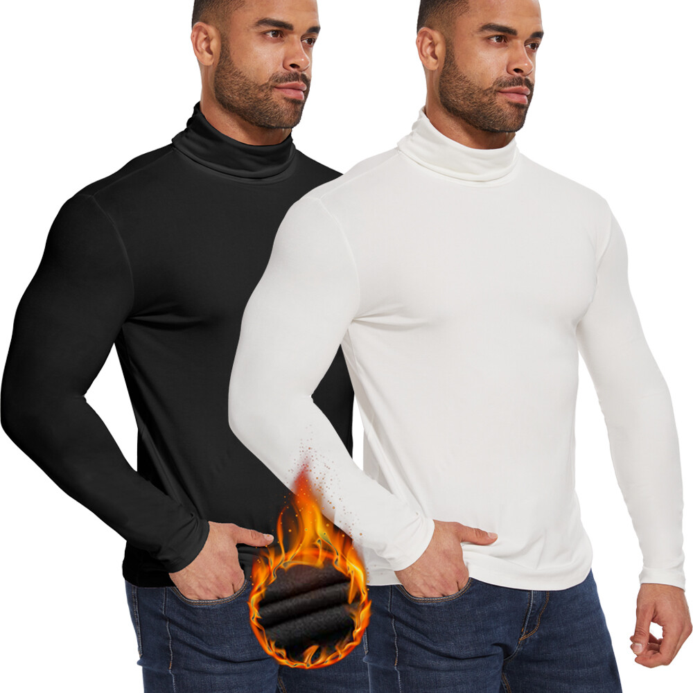 Playera de Manga Larga Ligera para Hombre con Cuello Alto Thermal