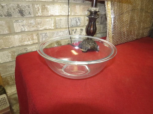 Vintage #325 PYREX 2.5L 10” Clear Glass w/Paneled Decor Mixing Bowl~Made In USA~